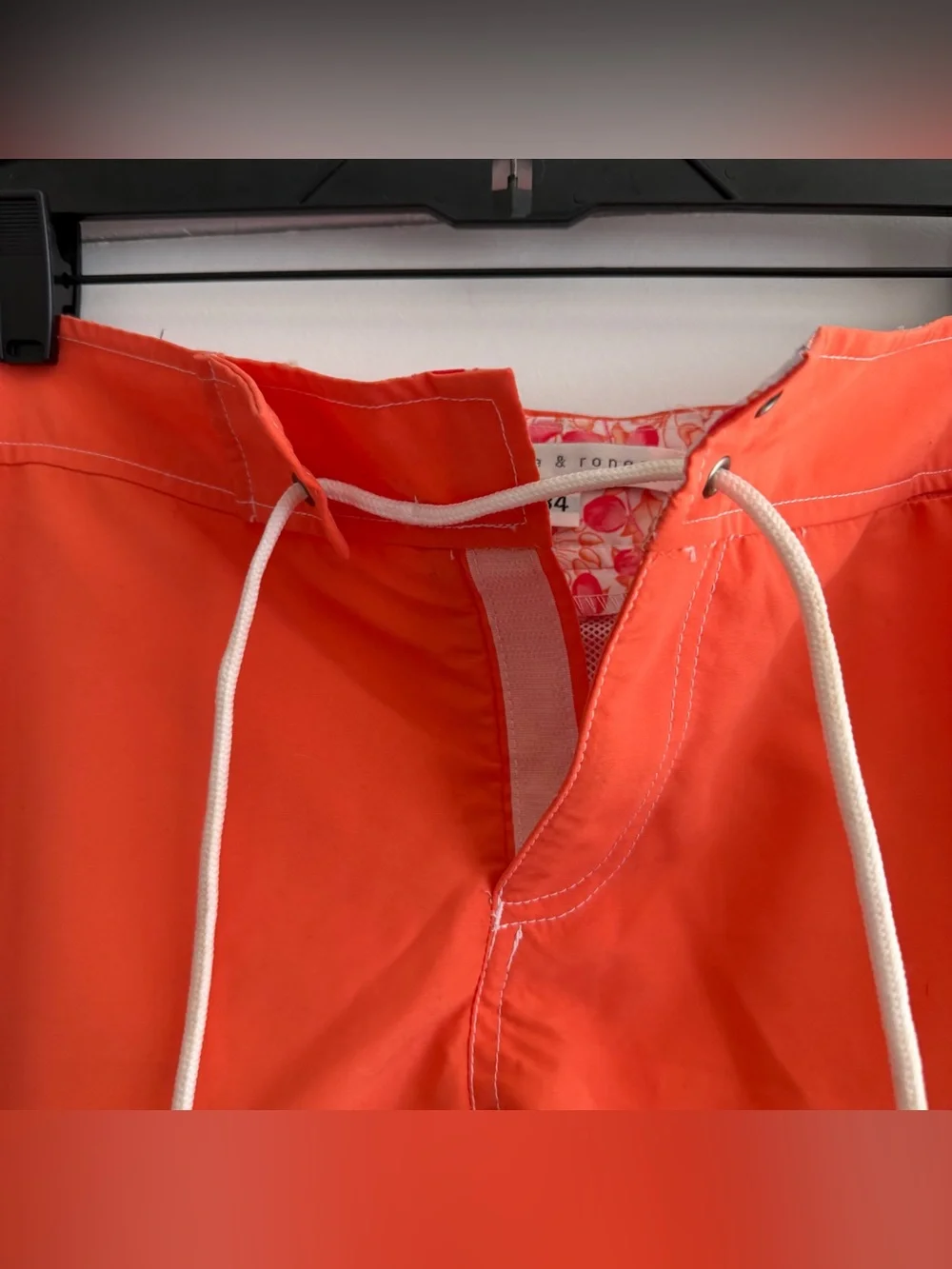 Parke & Ronen Men’s Light Orange Lace Up 3 1/2” Swim Trunks Shorts